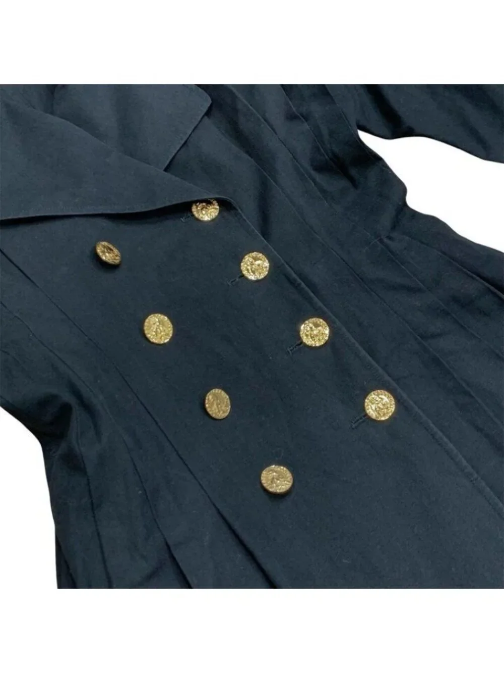 Chanel CC Logo Gold Button Vintage Dress 40 Black